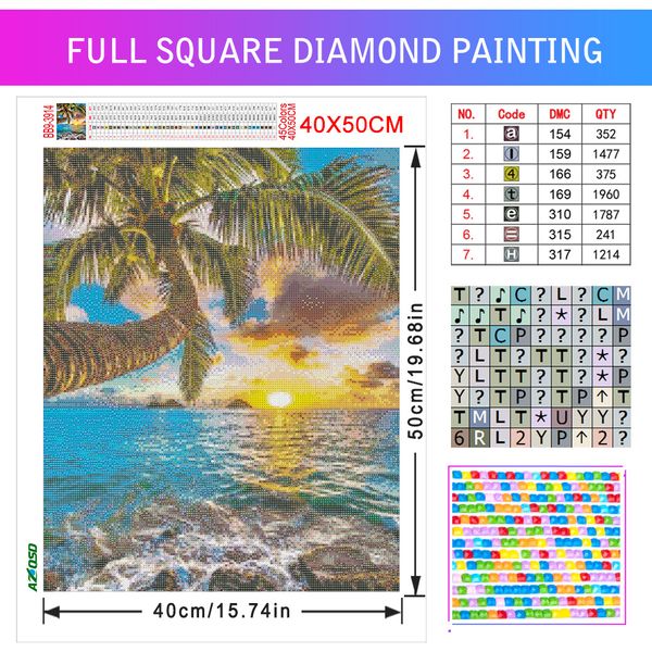 Azqsd 5d Diamond Art Painting Kits Seaside Sunset Bridge Picture of Rhinestones Diamond Borderys Mosaic Scenic Love Decor Home Decor