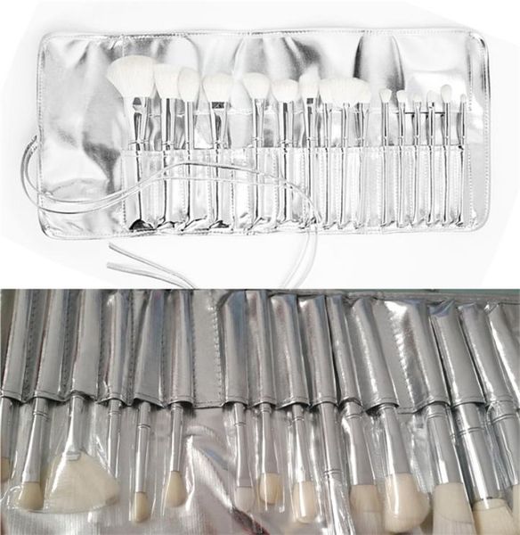 Kylie Jenner Makeup 16pcsset Silver Colore Metal Tubo Brush Busine per capelli Cosmetici Kit da toilette di bellezza con Bag4186380