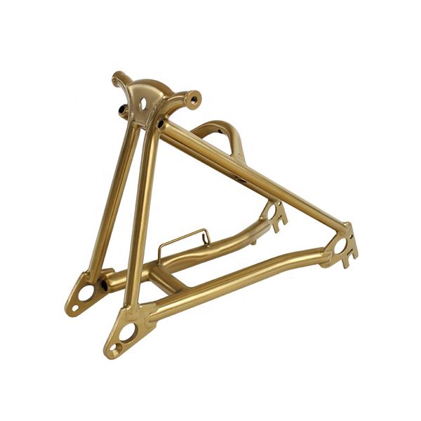 Frame di bici pieghevole in titanio con colore oro, parti in bicicletta pieghevole in vendita, personalizzata
