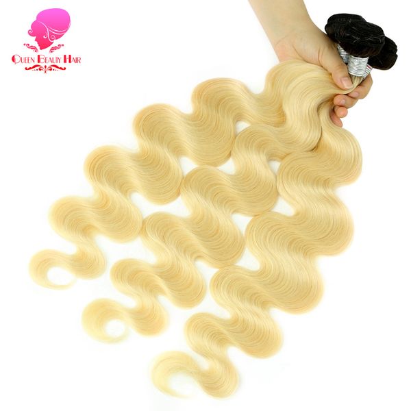 Ombre Blonde Colored 30 36 40 -дюймовые пакеты для волос с человеческими волосами с двойным нарисованием 1B 613 Body Wave Brazilian Hair Extensions для женщин