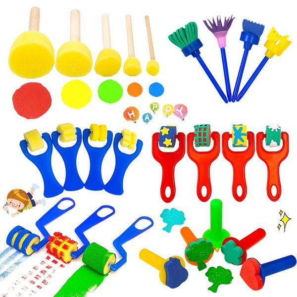 Crianças educacionais Crianças de esponja kits de pincel de carimbo de esponja brinquedos de desenho de flores diy para crianças pintar ferramentas de criatividade de arte de arte diy