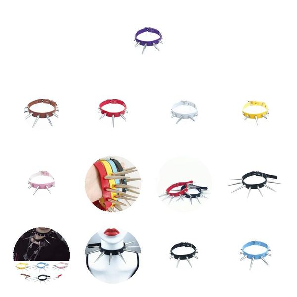 Chokers góticos pretos cravos punk colarinho de gargantilha bobetes colar cravejado para homens para homens bondage cosplay goth je dhgarden dhqci