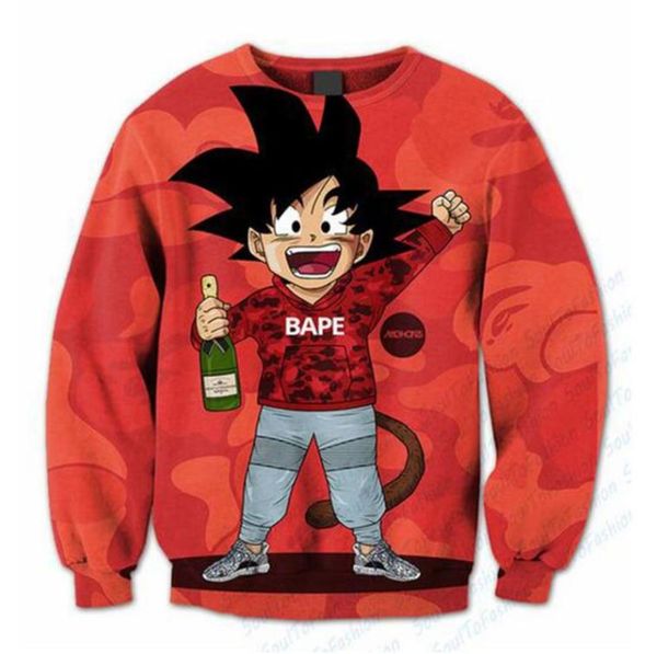 Sublimation Stampa 3D Swaged Goku Crewneck Fonette di abbigliamento su misura Plus Size 173104772924