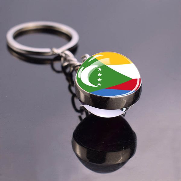 Africa Flag Keychains Argélia Somália Tunísia Marrocos Egito Bandeira Nacional Chans Correntes Doubres Bola de Vidro de Vidro Pingente Presente