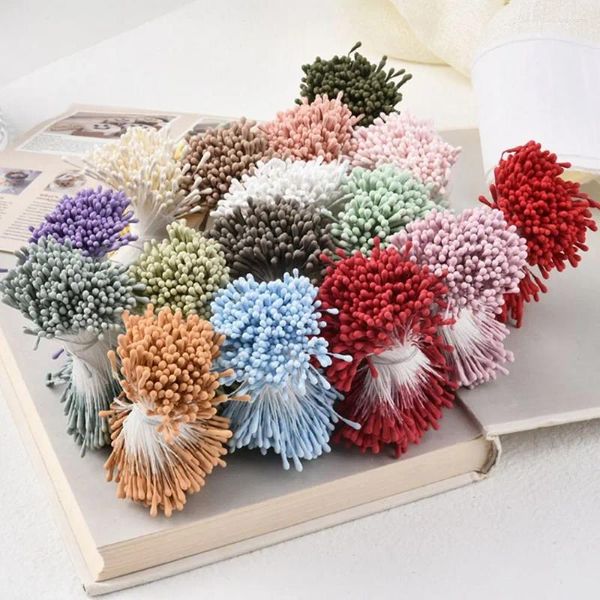 Dekoratif Çiçekler 400pcs Waterdrop Yapay Pistil Renkli Şeftali Kayısı Çiçeği Plastik Çiçek Yapımı Aksesuarları 6cm İpek