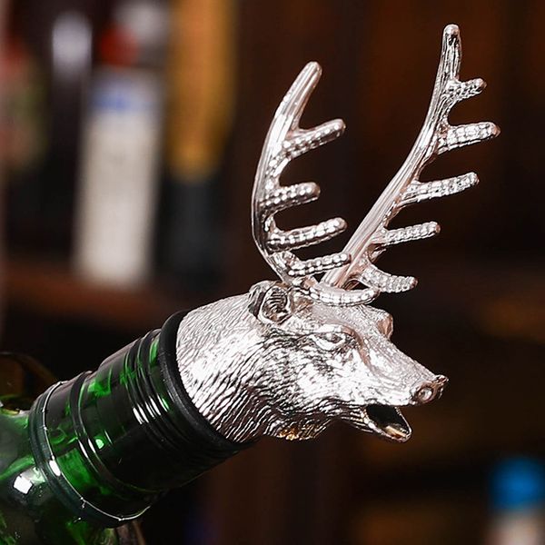 Zink -Legierung Weingurer Hirsch Hirsch Head Wine Lerator kreativer Tiergieß für Weinflaschen Stopper Party Home Bar Accessoires