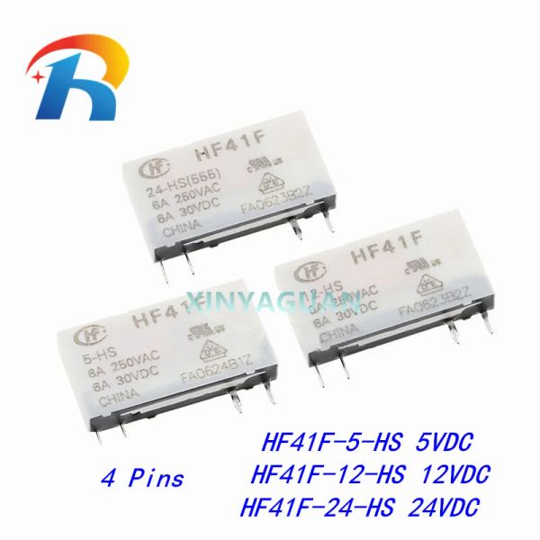 10pcs İnce Röle HF41F-5 12 24 -ZS -HS -ZST -HST HF41F-24-ZS HF41F-12-ZS 5V 12V 24VDC 4/5PIN 6A 41F-1Z-C2-1 Röle Soketi