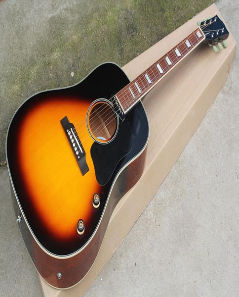 Fabrik benutzerdefinierte Tabak Sunburst 41 -Zoll -Akustikgitarre mit Mahagoni zurück und seitlichweiß Bindingcan Customized8797107