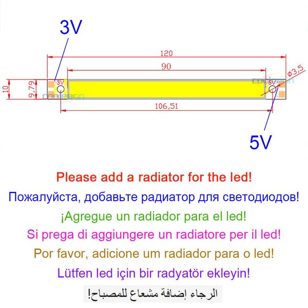 120x10 мм USB Light Eleving Diod 3V/5V Светодиодная полоска с норможным складом с Dimmer LI с батареей с батареей белый красный синий зеленый полоса