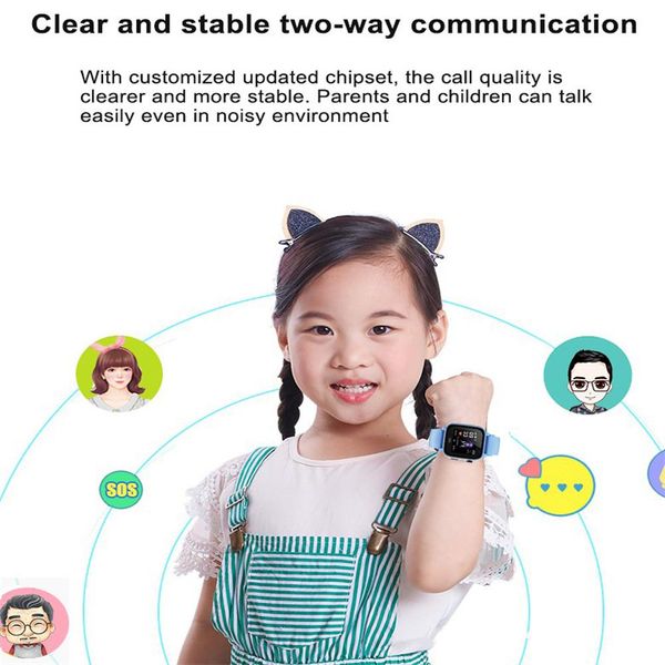 Kids Smart Watch Waterproof SOS GPS Posizionamento Finder TOuch-Screen Call Telefono Guarda il localizzatore di localizzazione anti-lost per ragazzi ragazze