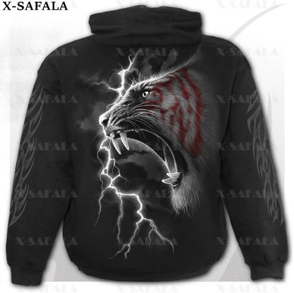 The Thunder Tiger Hot Tattoo 3D Print Zipper Hoodie Man Feminino Pullover Sorto Capel