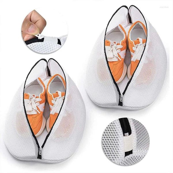 Bolsas de armazenamento 2pcs sapatos bolsa de malha de lavar máquina de lavar máquina de viagem portátil armário à prova de poeira