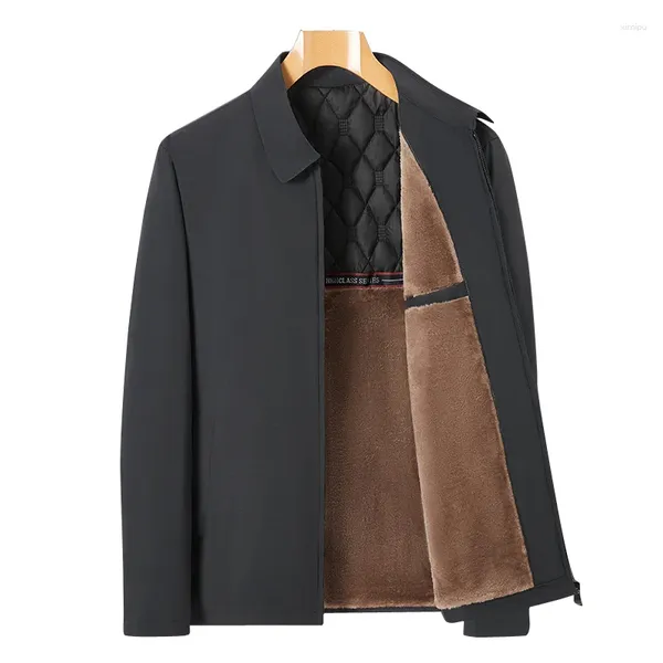 Giacche da uomo Spring casual d'affari giacca da uomo cappotto Slimd gira giù con cerniera con cerniera semplice di mezza età