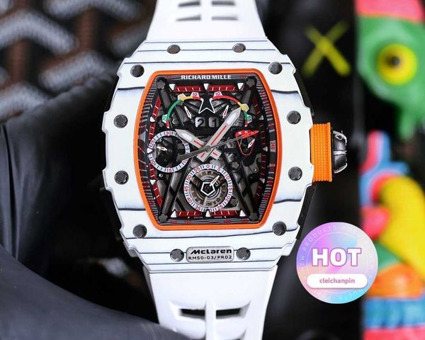 Mens Watch Super Mechanical Workes Watches RM50-03 Advanced Mens Devil Trend Big Dial Black Technology Tritium Gas Barred Designer удивительное высокое качество