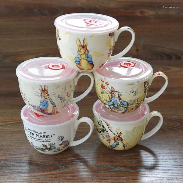 Becher Knochen Porzellan Tabelle Frühstück Tasse Milch Bubble Bubble Nudel mit einem Deckel Löffel Wasser Home Cartoon süßes Besteck Set