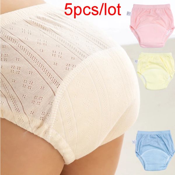 Calças 5pcs calças de treinamento recém -nascidas shorts de bebê lavajustível sólido roupas de roupas de bebê menino