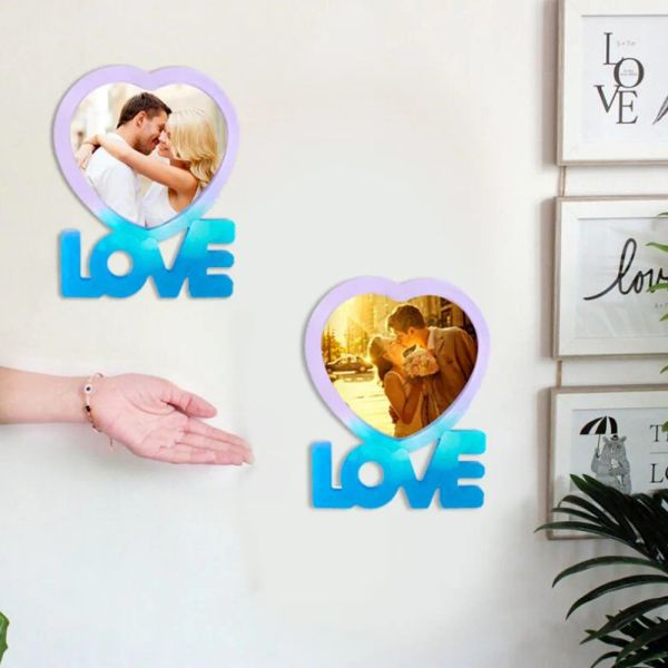 Love Heart Square Photo Frame Molde epóxi para resina artesanal DIY