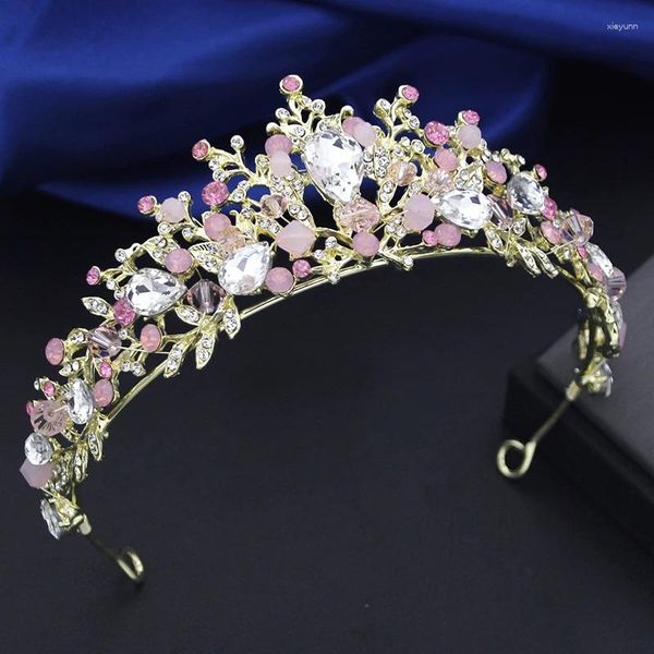Клипсы для волос Принцесса головной убор розовый цветочный корона для девочек на день рождения