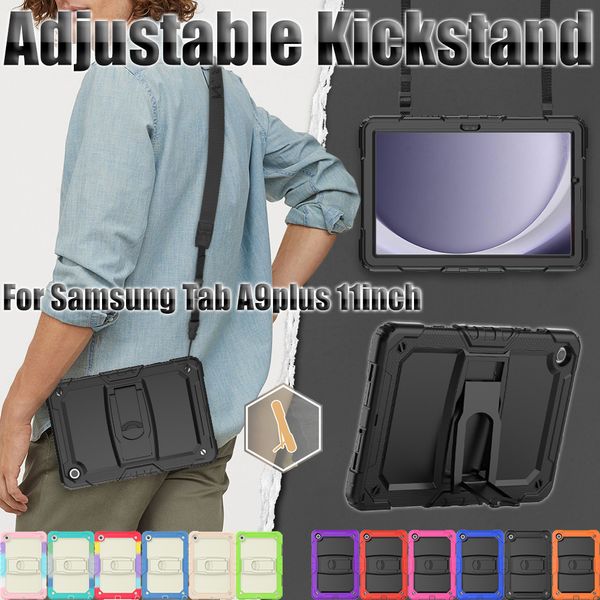 Custodia di supporto per armatura per Samsung Galaxy Tab A9Plus 11 pollici A9+PC ibrido Silicone PC robusto Droped Droped Droped Aofrotola di cavalletto regolabile Coperchio+Scatta+Film per animali