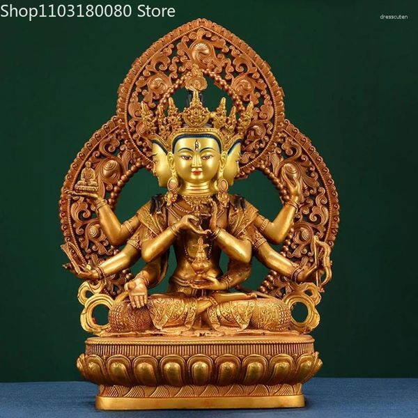 Dekorative Figuren 33 cm Kupfer Messing Schnitze USNISA Vijaya Buddha Statue Tibet Buddhismus Tantra ushnisha Namgyalma Skulptur