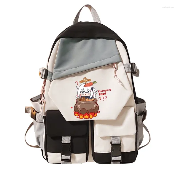 Backpack Genshin Impact Paimon Klee Cosplay Girls Boy Schülern Schule Tasche Cartoon Männer Frauen Laptop Reise Rucksack Outdoor Geschenke