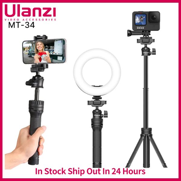 Stativen Ulanzi MT34 Exciptable Stativ für Telefonkamera GoPro 3 in 1 Design Stativ Selfie Stick mit Telefonhalter 360 ° Ballhead Mount