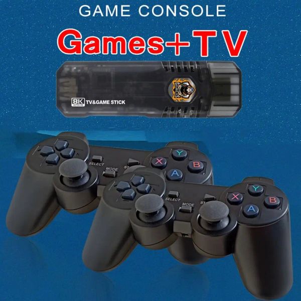 Box x8 Android TV Box 8K Game Console Doppio sistema Doppio Sistema Wireless Controller Stick Game Stick 10000Games installato per PS1/GBA/GBA