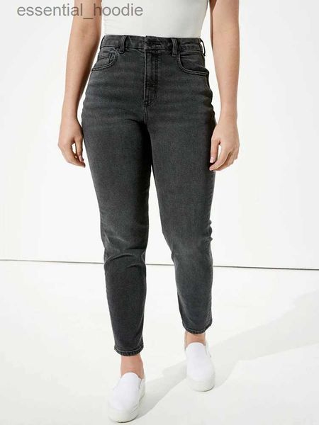 Frauen Jeans Retro Heiße Mädchen Straight Jeans Damen Hohe Taille Jeanshose Frachthosen Damen Mutter Jeans Freund Street Kleidung C240411