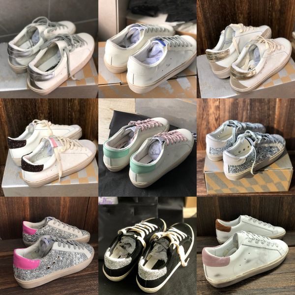 Neue Saison Frauen Sneaker Casual Shoes Luxury Pailla Klassische weiße Do-alte schmutzige Designerin Pink Silber Golden Glitter Lederplattenforme Star Sneakers