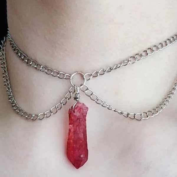 Catene Crystal Necklace Red Point Choker - Gothic