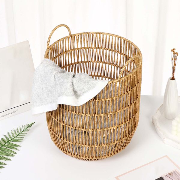 1pcs Wäscherei Korb Rattan Wäscherei Hamper gewebter Korb für Wäscherei