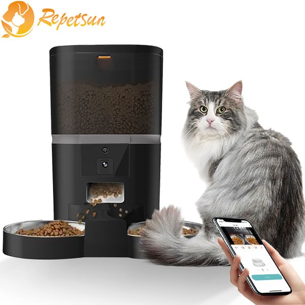 4L Wi -Fi Automatic Cats Feeder с камерой видеоролики Dogs Dispenser Pet Smart Voice Recorderauto Feeder для кошки Dog Bowl