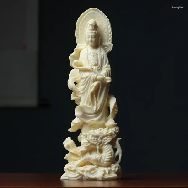 Figurine decorative Ruyi Yulong Guanyin Bodhisattva Buddha Statue Figura Statua Resina Scultura della stanza della casa Office Feng Shui Consegna GRATUITA