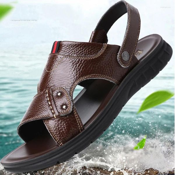 Sandalen große Größe Männer Leder Sommer Klassiker Schuhe Hausschuhe weiche römische bequeme im Freien Walkwear Man Mann Mann