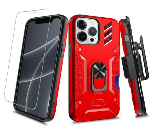 Case di servizio pesante di grado militare con supporto per clip clip clip per cinghia della fondina anello Protettore per iPhone 13 12 11 Pro XR XS MAX X8919251