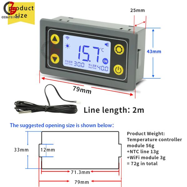 Termostato digitale WiFi ST10 per il controllore di temperatura del frigorifero incubatore Termoregolatore Reliettamento Riscaldamento DC DC 12V 24V