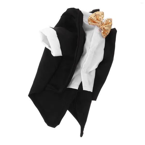 Hundekleidung 1 Set Hochzeitsfeier Haustier Kostüm Süßes formelles Kleid Outfit Welpe Katze Tuxedo -Shirt mit Bowtie