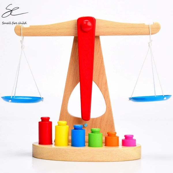 Escala de madeira Equilíbrio digital Brinquedos de madeira para crianças clássico de equilíbrio bloco de jogos educacional brinquedo de brinquedo de aprendizado infantil presente