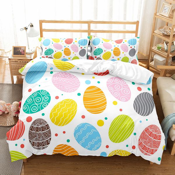 Feliz Easter Duvet Eggs Rabbit Pattern Polyester Combistter Cover Festival Gifts For Kids Boys Girls Bedding com travesseiro