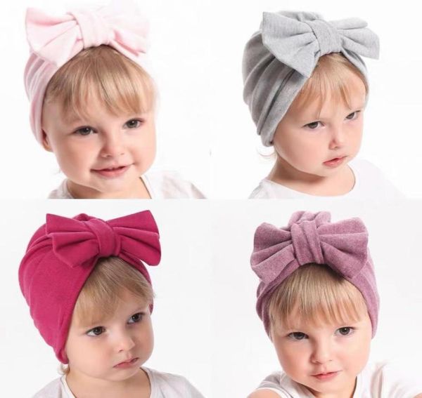 Baby Kids Knitting chapéu de tricô outono Inverno Novo crianças Cashmere Bows Hats recém -nascidos chapéus macios meninas de meninas quentes 12 cores A24501000