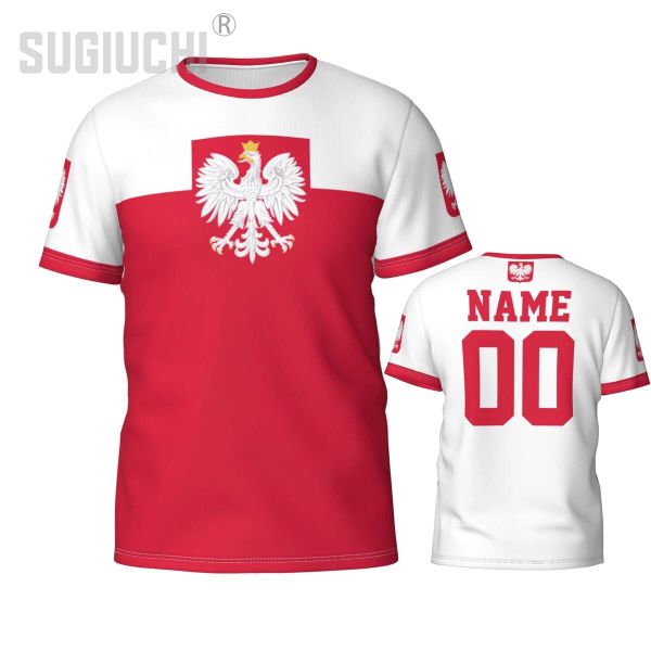 Benutzerdefinierte Namensnummer Polen Flagge Politur Emblem 3D T-Shirts für Männer Frauen Tees Jersey Team Fußballfans Geschenk T-Shirt