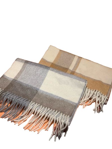 Listrado lenço xadrez listrado lenços de grife de cashmere clássico 4 Estações universais marrom cinza duas cores opcional xale de pescoço com franjas lã longa lã 32x180cm