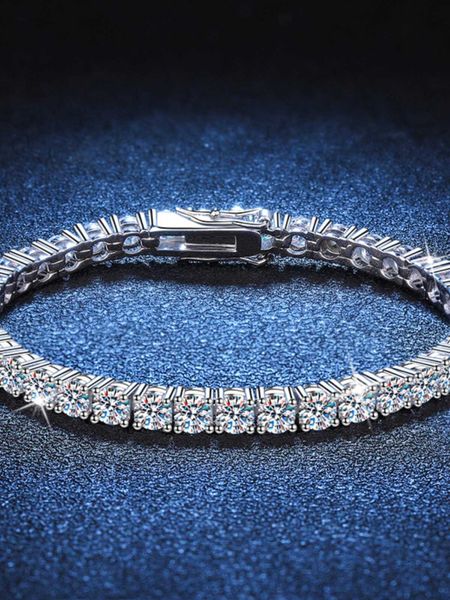 Moissanite Super Flash D Colore Sterling Sterling Tennis Bracciale Europeo e American Testable Diamond Pen Imitazione Bracciale diamante