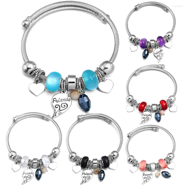 Bangle in acciaio inossidabile 6 colori Bracciale di perle Bracciali a forma di cuore 2024 regalo per qualcuno gioiello