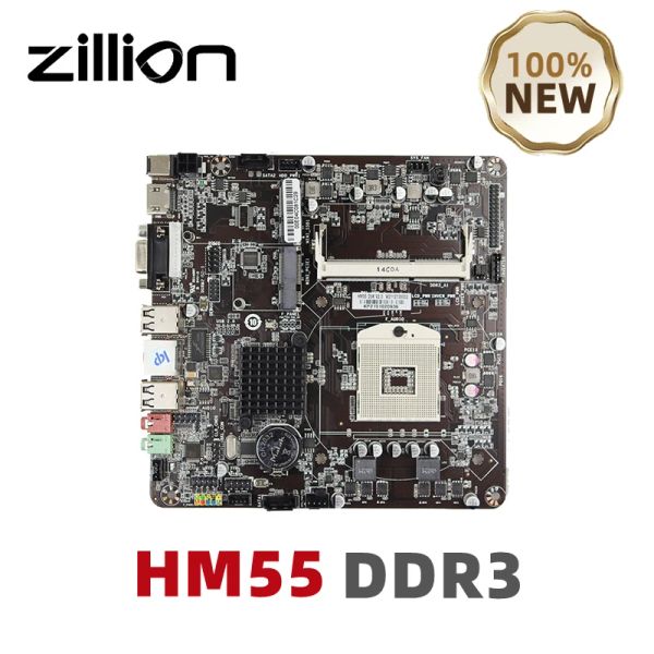 Motherboards Zilhão HM55 Mini ITX Placa -mãe PGA 989 DDR3 Core i3/i5/i7 Pentium Celeron CPU SATA M.2 SSD para jogos ITXPC NOVO