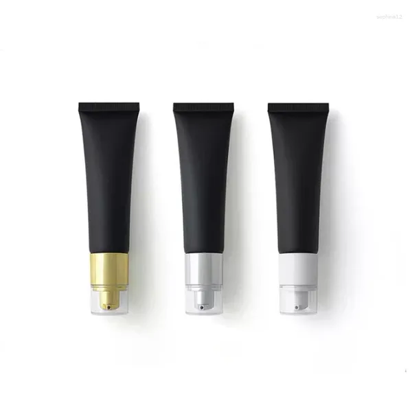 Garrafas de armazenamento 50ml x 50 fosco preto squeeze tubo macio de cosméticos vazios Creme contêiner Fundação corretiva Bomba de vácuo Olhos Recipientes