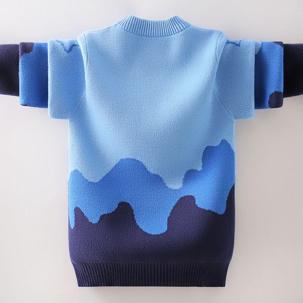 Koreanisch gestrickter Pullover für Kinder Jungen Winter Herbst Teenager Stern warme Strickwege Baby Blau O-Neck Bottoming Kleidung 6 8 12 16 Jahre