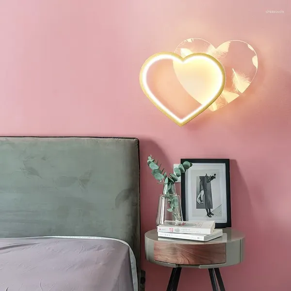 Duvar lambası nordic led lambalar modern yaratıcı aşk tüy ışığı restoran oturma odası dekorları yatak odası başucu