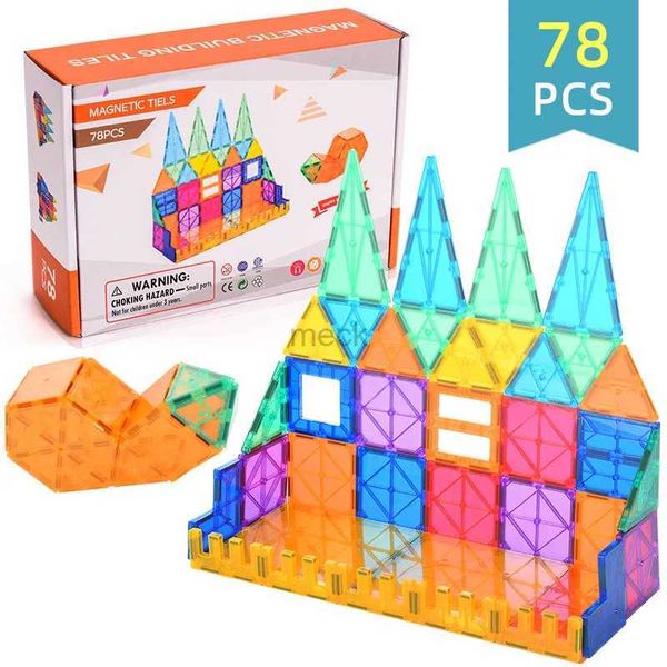 Toy de descompressão LFAYER 7.5cm 48/78pcs blocos magnéticos Telas de construção Magnetic Construction Blocks Conjuntos de brinquedos educacionais para crianças Presente 240413