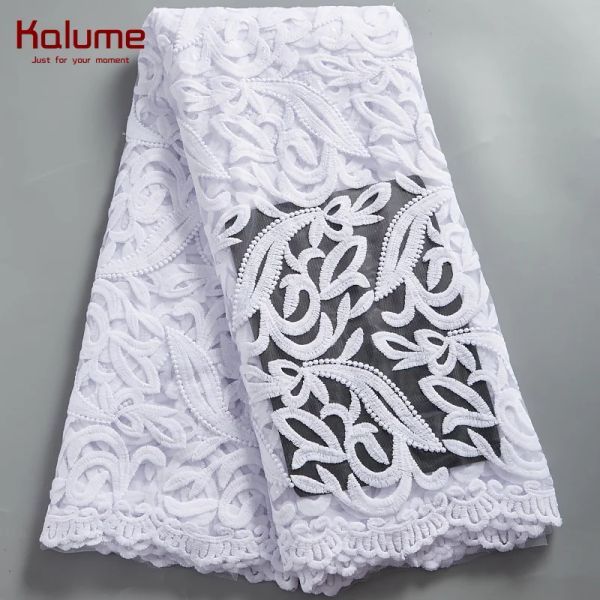 Kalume African Tulle Lace Fabric Bordado Bordado de alta qualidade Nigerian French Lace Fabric 2021 Para Casamento de Festas de Casto para Casamento DIY F2340